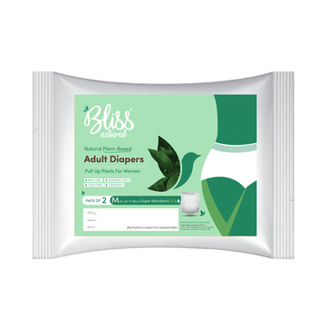 Bliss Natural Organic Adult Diaper Pants |  High Absorbency, Leak Proof Protection | Pack Of 2