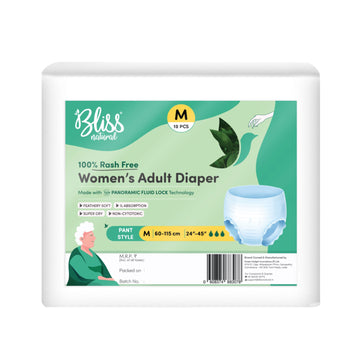 Bliss Natural 100% Rash-Free Adult Diapers for Women | Pack of 10