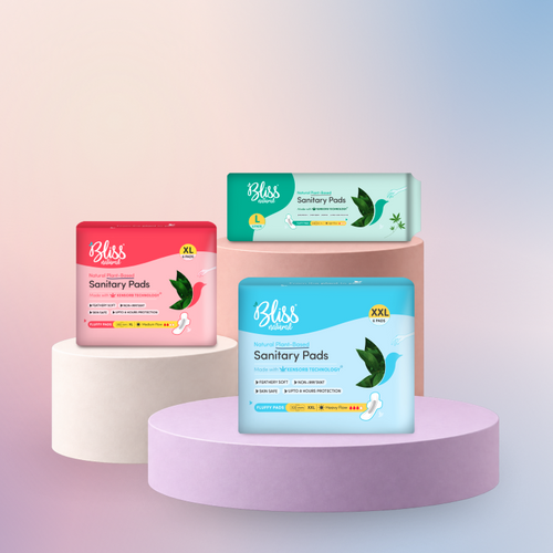 Starter Period Combo Pack (Fluffy 6 L + 6 XL + 6 XXL) Pads | 3x Absorption