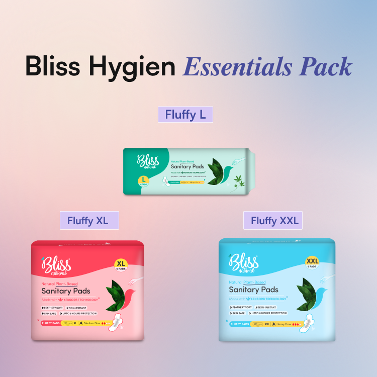 Starter Period Combo Pack (Fluffy 6 L + 6 XL + 6 XXL) Pads | 3x Absorption