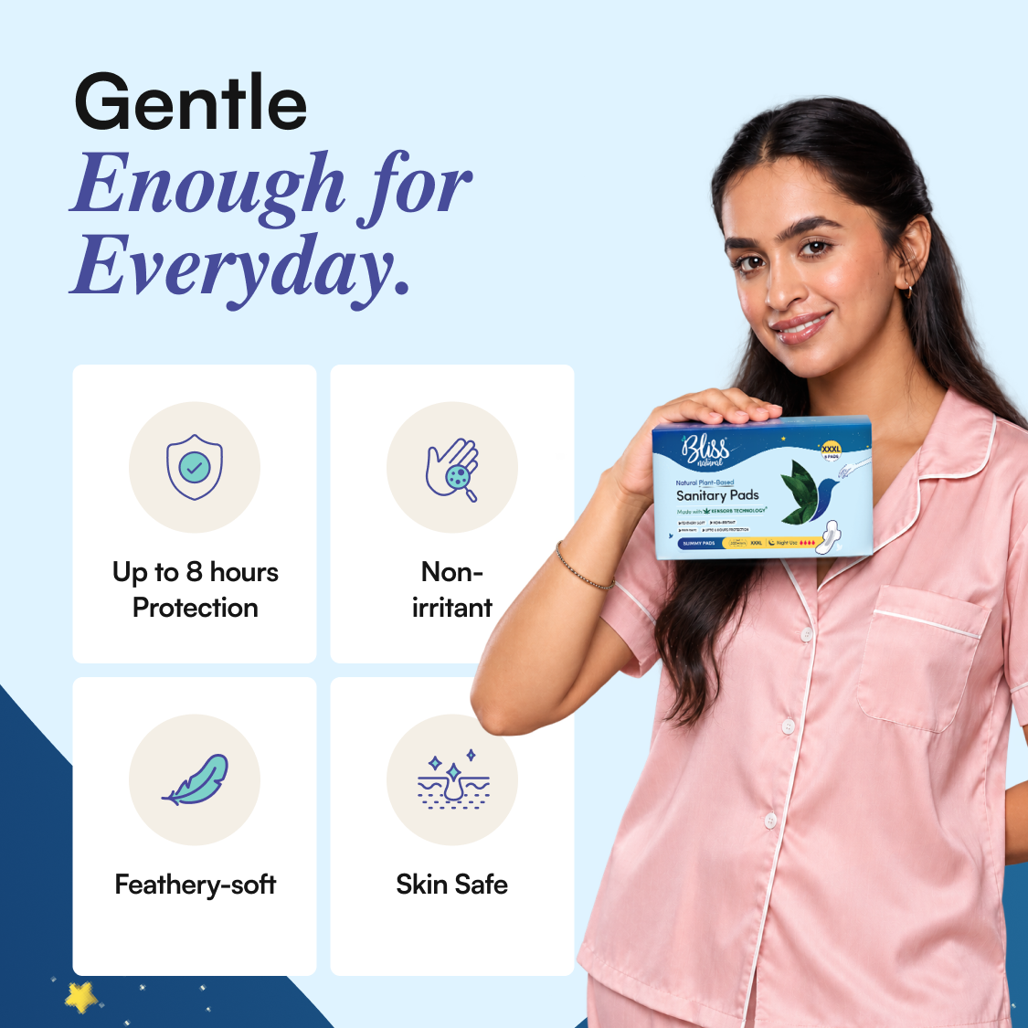 Bliss Organic Sanitary Pads XXXL Slimmy (6 Pads) | Night Pads