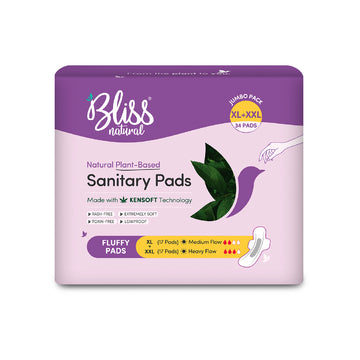 Buy Organic Sanitary Pads -  XL | XXL Fluffy-Jumbo (34 Pads) - Bliss Natural