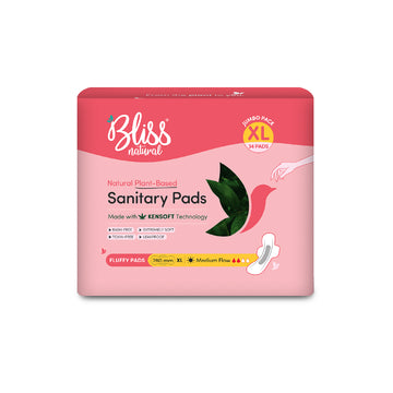 Buy Organic Sanitary Pads -  XL Fluffy-Jumbo (34 Pads) - Bliss Natural