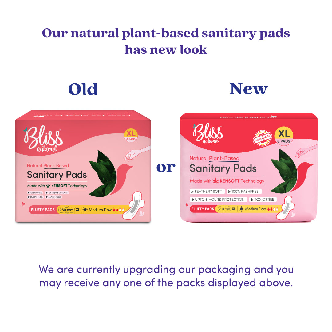 Bliss Organic Sanitary Pads XL Fluffy (6 Pads) | Rash and Itch Free