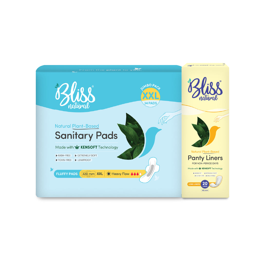 Bliss Natural Sanitary pads XXL Fluffy and Panty Liners Jumbo Pack