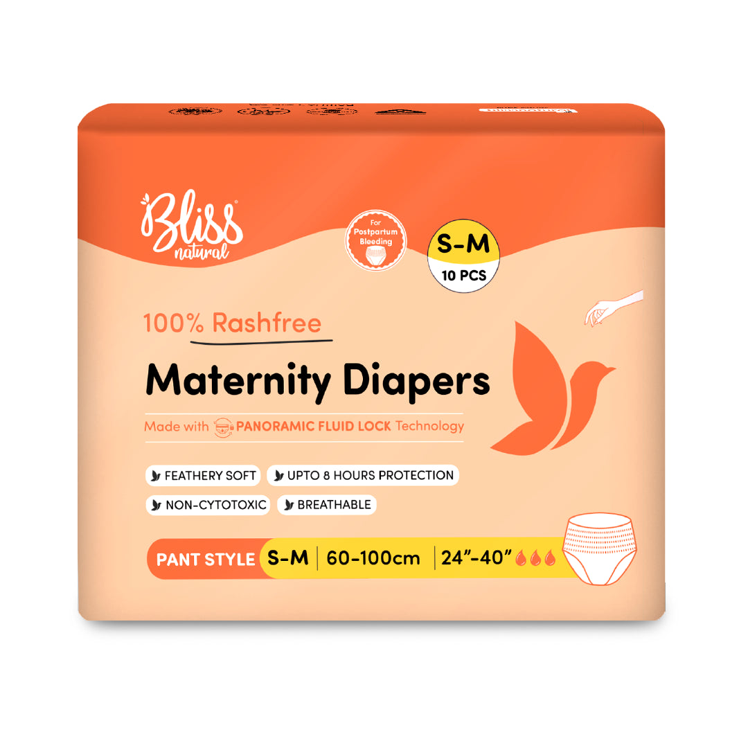Bliss Natural Maternity Pads for Women |  Pack of 10 For Postpartum Bleeding