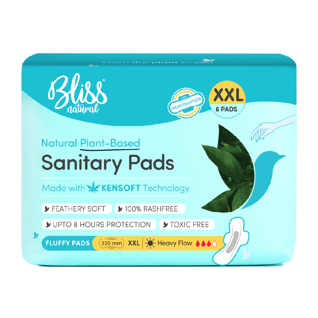 Bliss Organic Sanitary Pads XXL Fluffy (6 Pads) | Rash and Itch Free