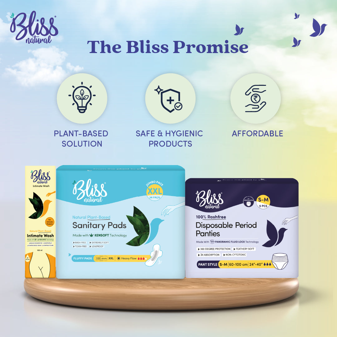 Bliss Natural Promise Plant-based Solution Intimate wash sanitary pads Disposable Period Panties