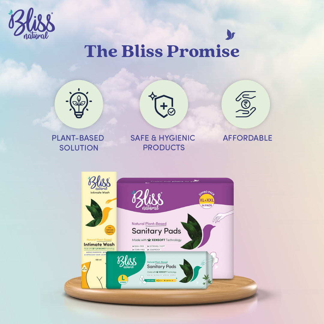 Bliss Natural  Promise  Product Intimate wash and  Sanitary pads  XL+XXL  and L