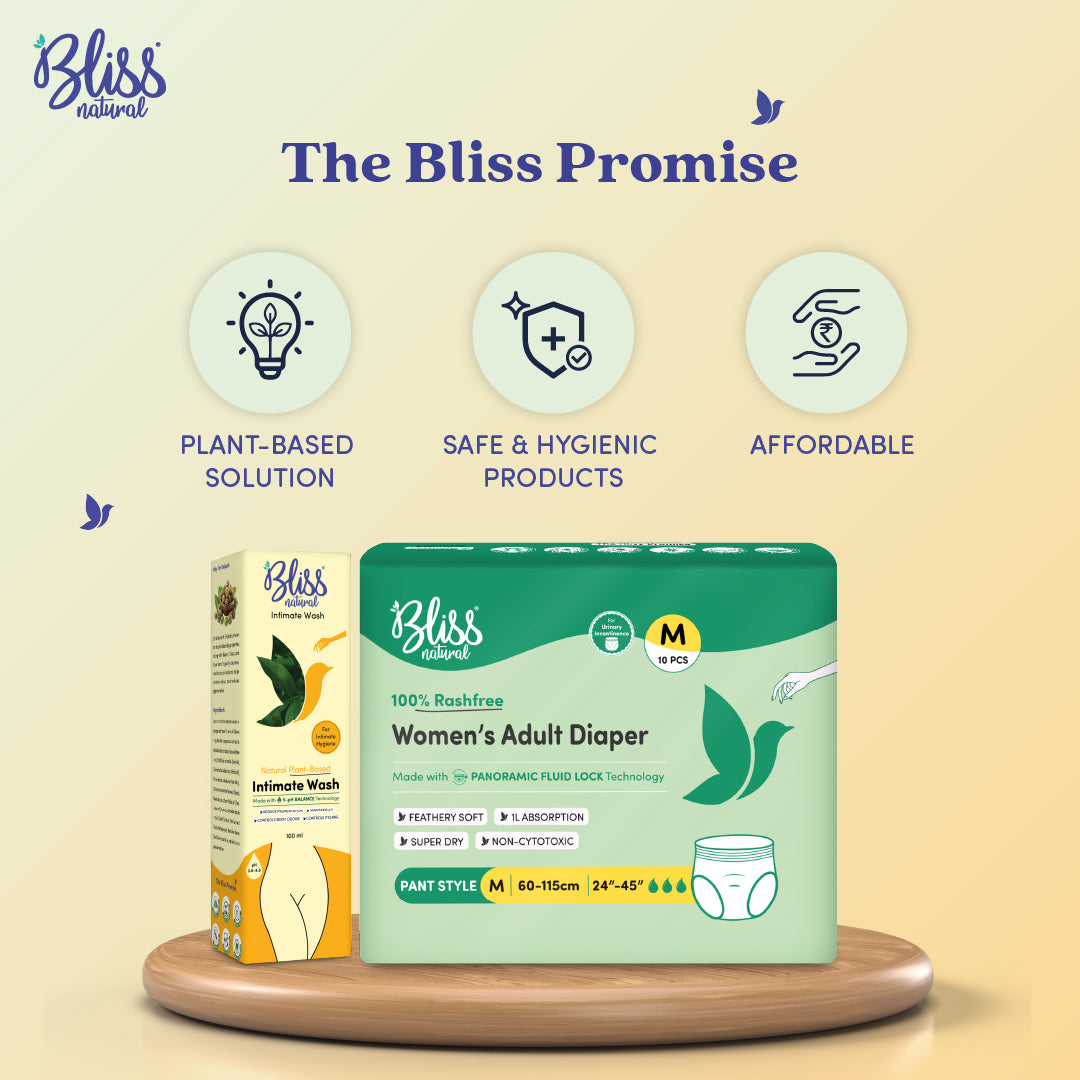 Rash-Free Women’s Adult Diaper and  Plant-Based Intimate Wash Kit -Bliss Natural