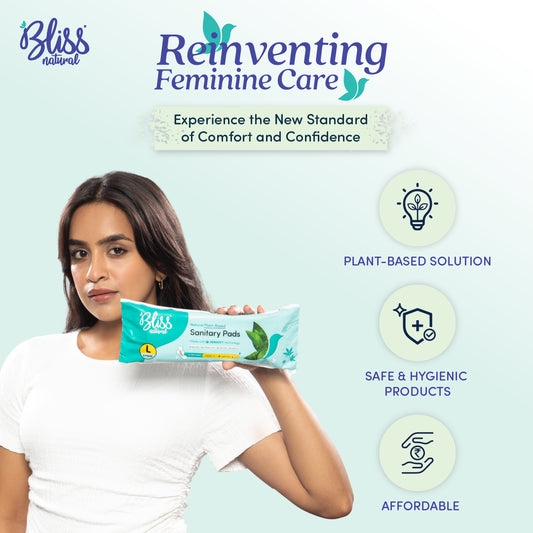 Bliss Organic Sanitary Pads L Fluffy (6 Pads) | Rash and Itch Free