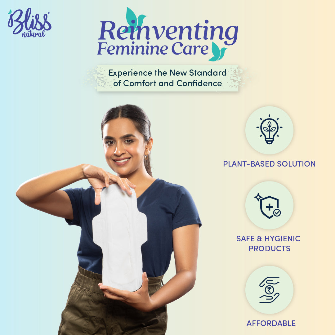 Bliss Natural Plant-Based Sanitary Pads | XXL Fluffy Jumbo Pack (34 Pads) + Bliss Natural Plant-Based Long Panty Liner (20 Liners)