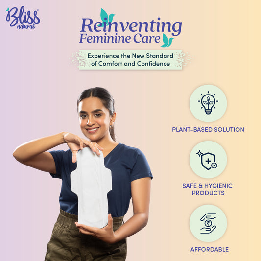 Bliss Natural Plant-Based Sanitary Pads | Mix (XL and XXL) + Bliss Natural Plant-Based Long  Panty Liners (20 Liners)