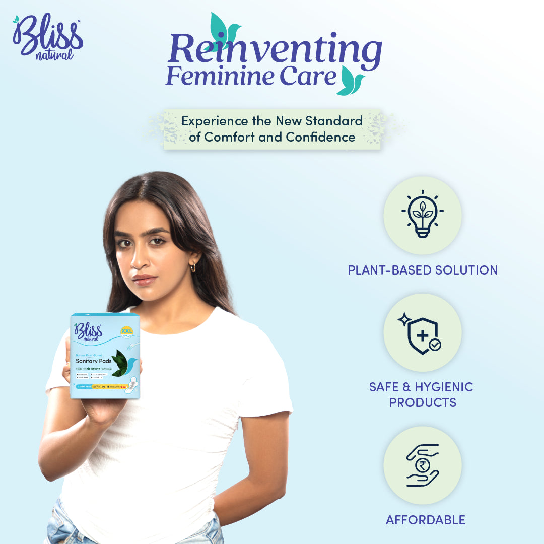 Bliss sanitary pads with product features 