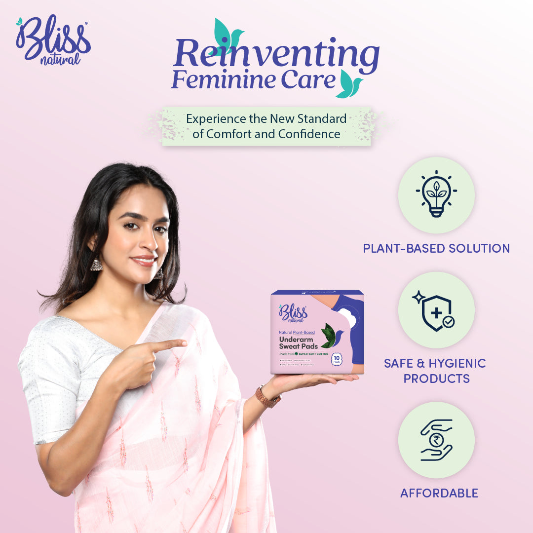 Bliss Natural Underarm Sweat Pads (10 Pads) for Excessive Armpit Sweating