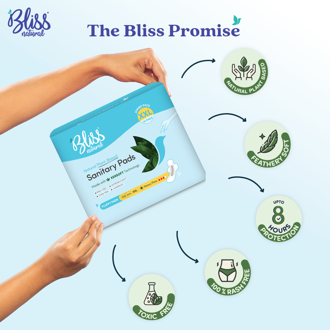 Buy Organic Sanitary Pads - XXL Fluffy-Jumbo (34 Pads) - Bliss Natural