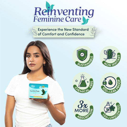 Bliss Organic Sanitary Pads XXL Fluffy (6 Pads) | Rash and Itch Free