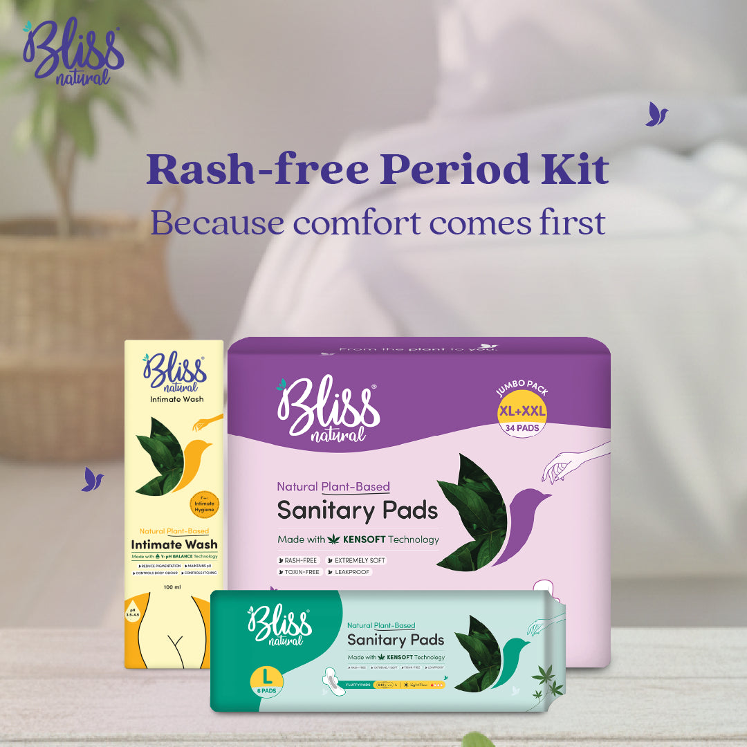 Rash-free kit with Intimate wash,plant-based sanitary  pads 