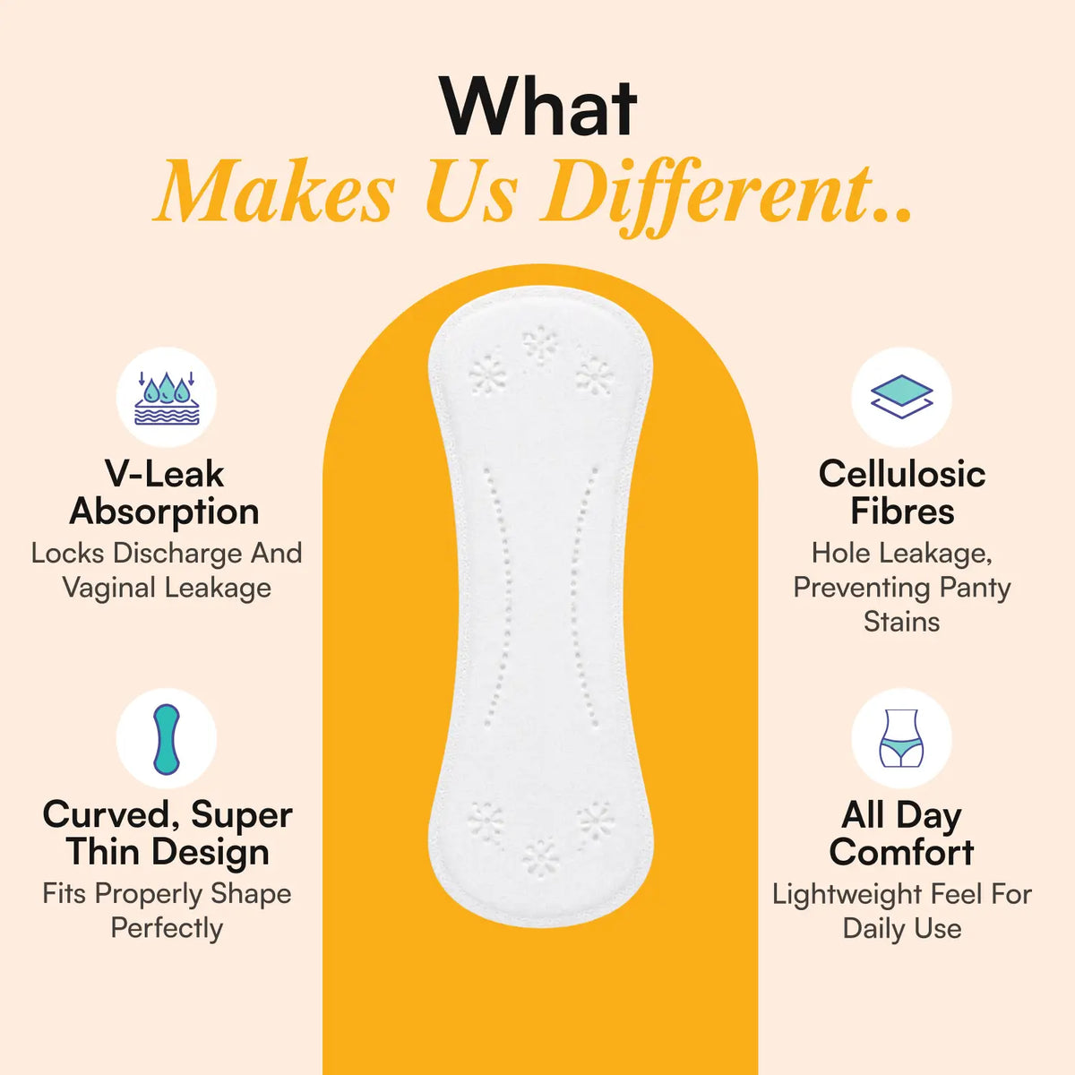 Natural Plant-Based Long Panty Liners for Women (20) | Breathable