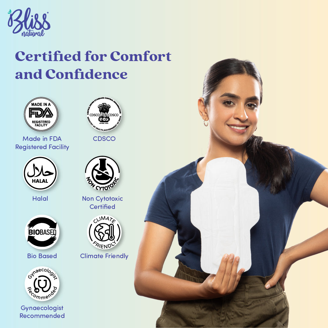 Ultra Thin Sanitary pads with Certification Logo - Bliss 
Natural
