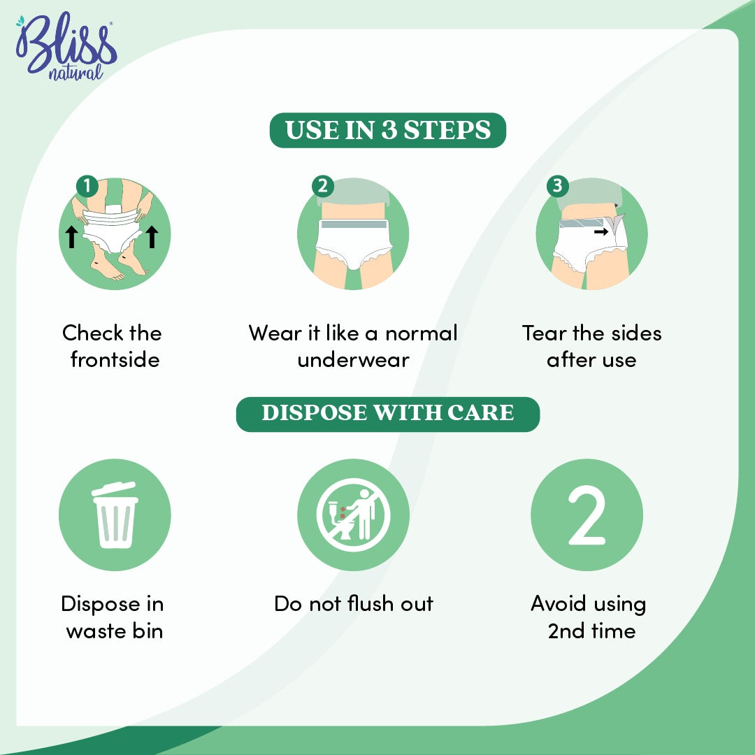 Bliss Natural 100% Rash-Free Adult Diapers for Women | Pack of 10
