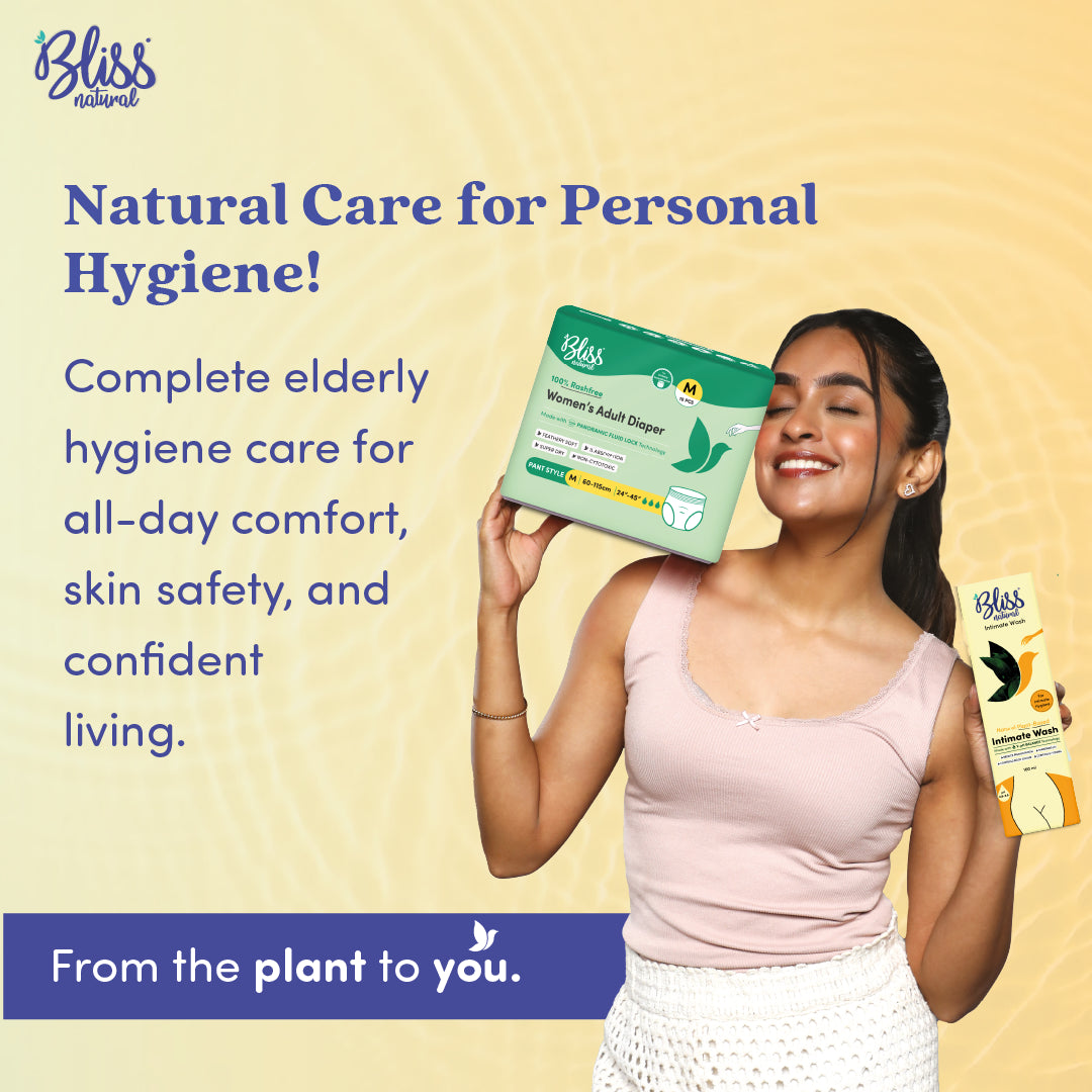 Plant-Based Adult Diaper for women, Breathable Leak-Proof Comfort -Bliss Natural