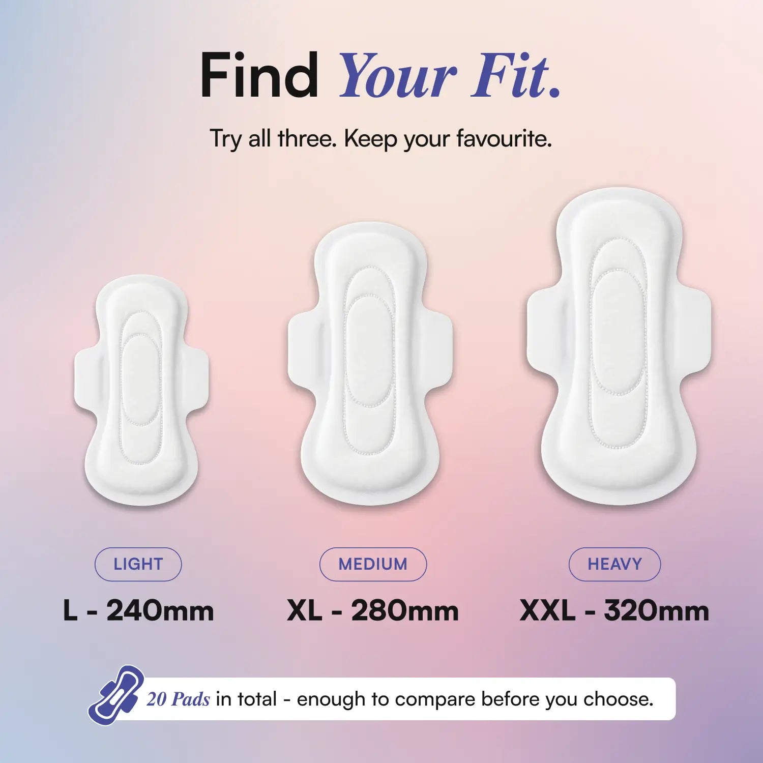 Sanitary Pads for Women Trial Pack (L, XL, XXL) | Feathery Soft