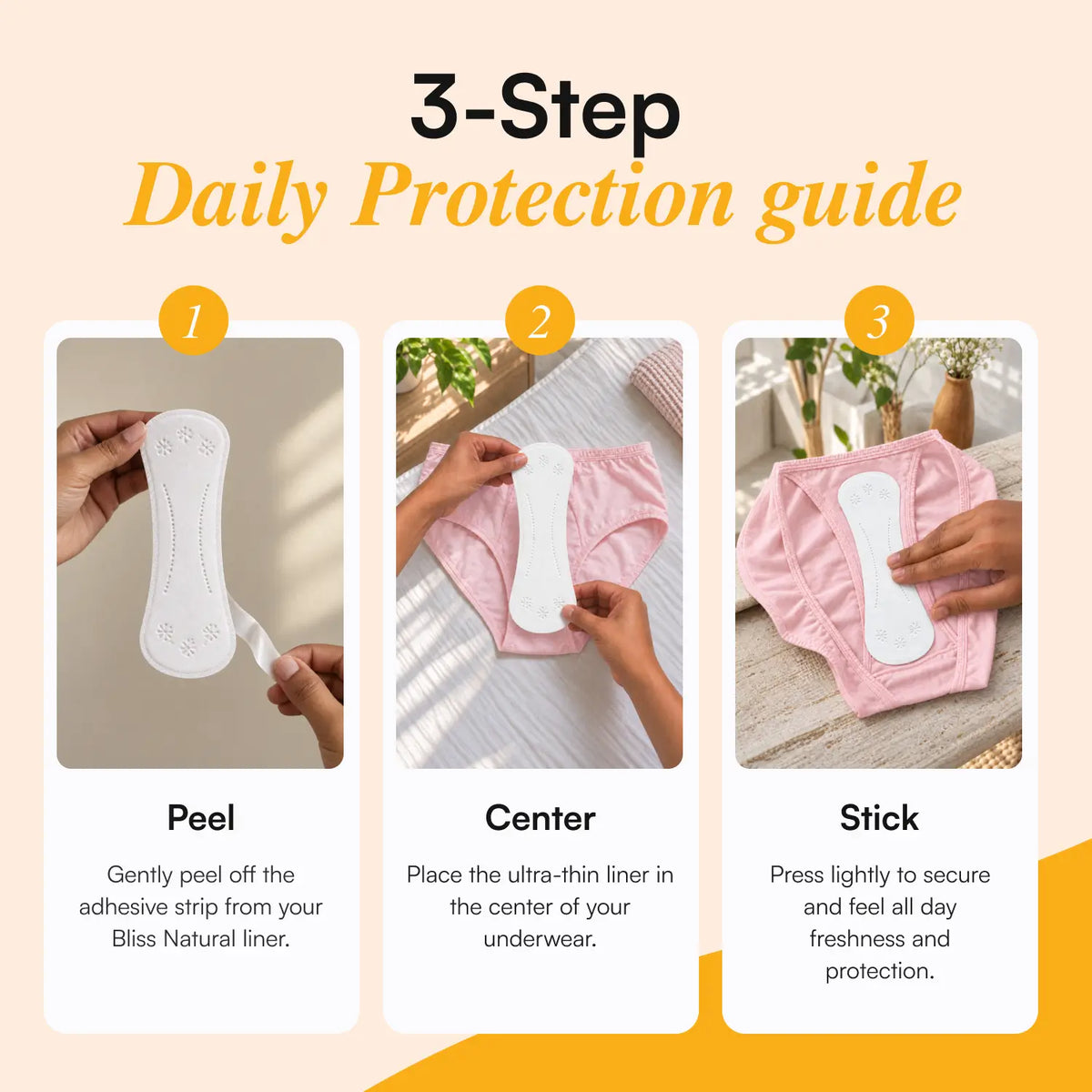 Natural Plant-Based Long Panty Liners for Women (20) | Breathable