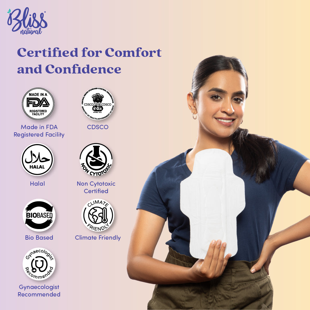 Bliss Natural Saniatry pads Certificaion