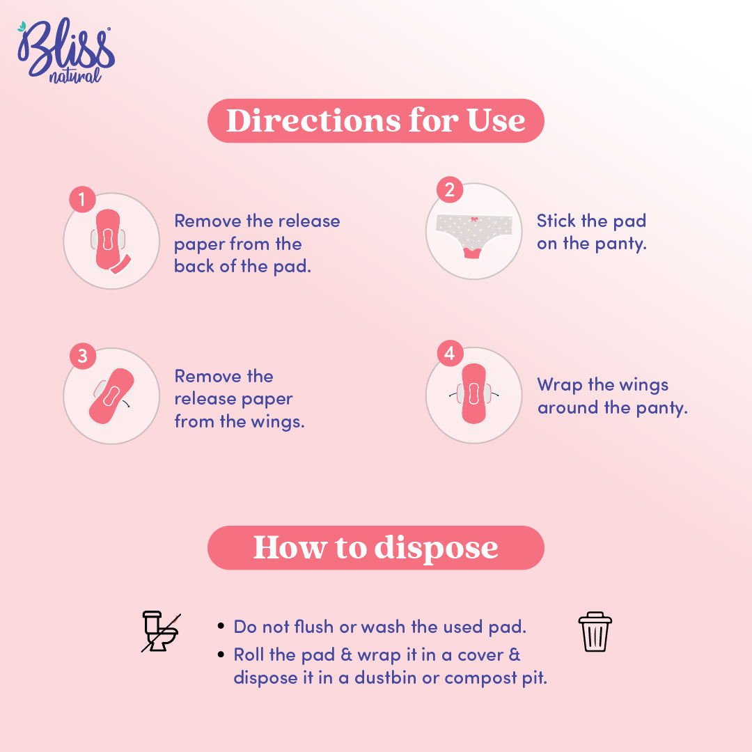 Bliss natural Sanitary pad Slimmy XL usage instructions How to use and how to dispose