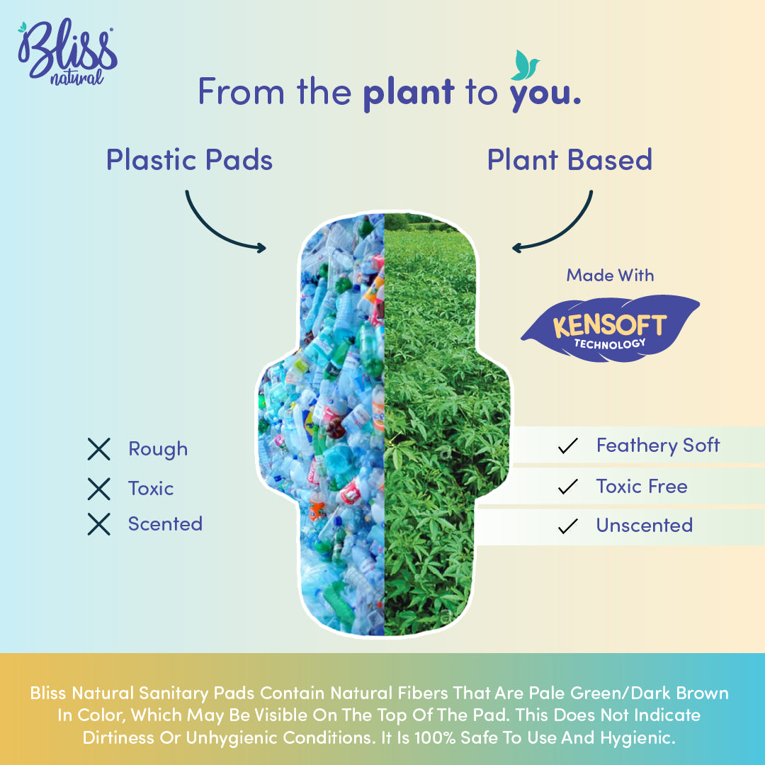Bliss Natural sanitary pad with plant-based material and Kensoft technology