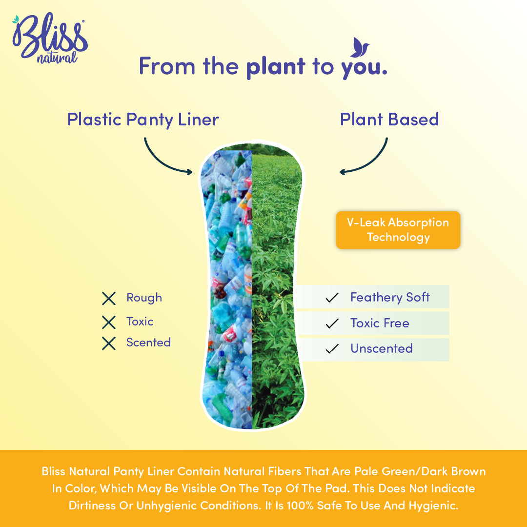 Natural plant-based panty liners made with biodegradable materials for safe feminine hygiene