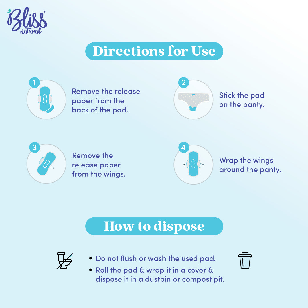 Bliss Organic Sanitary Pads XXL Fluffy (6 Pads) | Rash and Itch Free