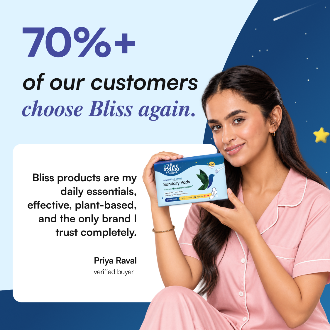 Bliss Organic Sanitary Pads XXXL Slimmy (6 Pads) | Night Pads