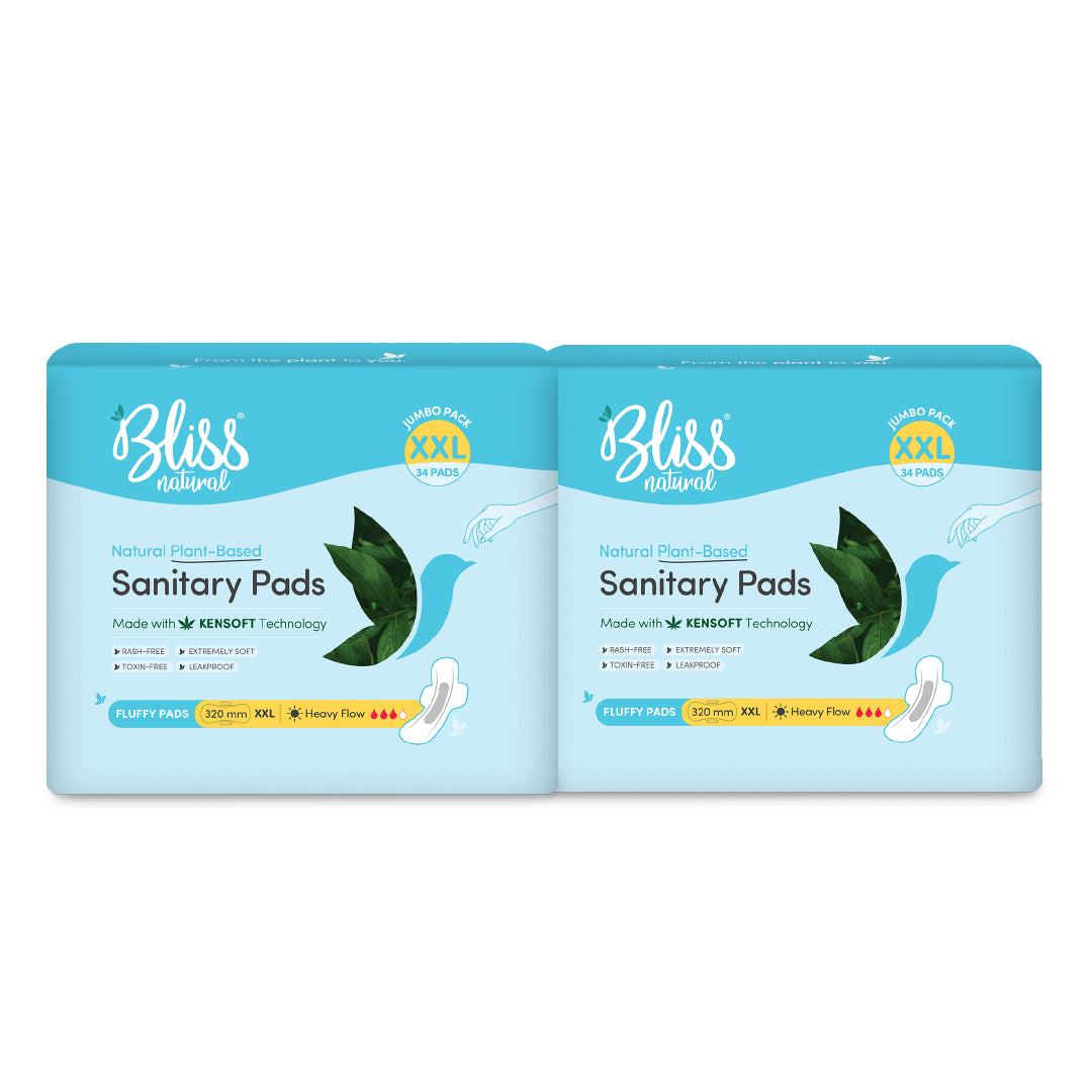Bliss natural sanitary pads for Heavy Flow Fluffy xxl pads Combo Pack of 2 