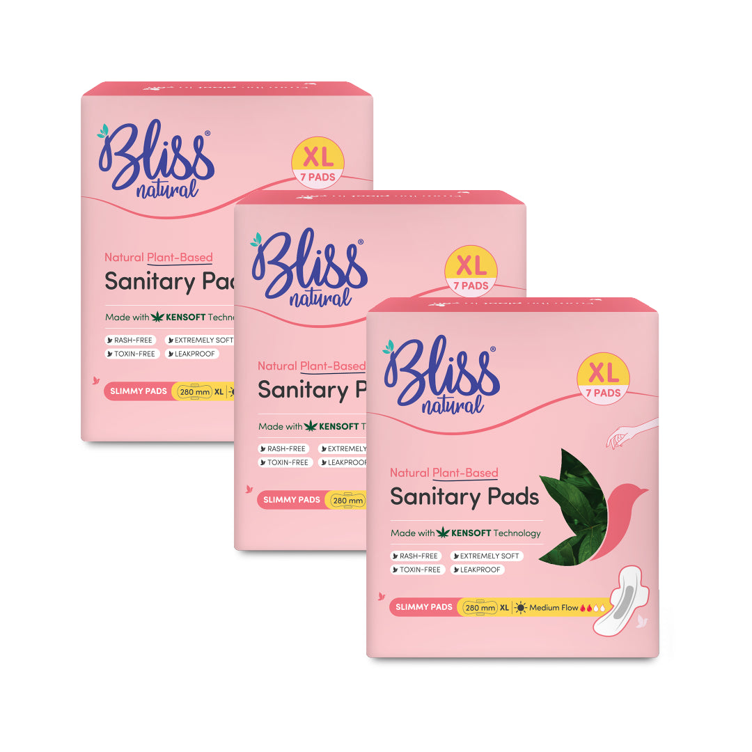 Bliss Natural Plant-Based Slimmy XL Sanitary pads Pack of 3