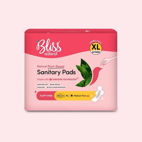 Sanitary Pads XL Size for Women (34 Pads) | Natural Plant-Based