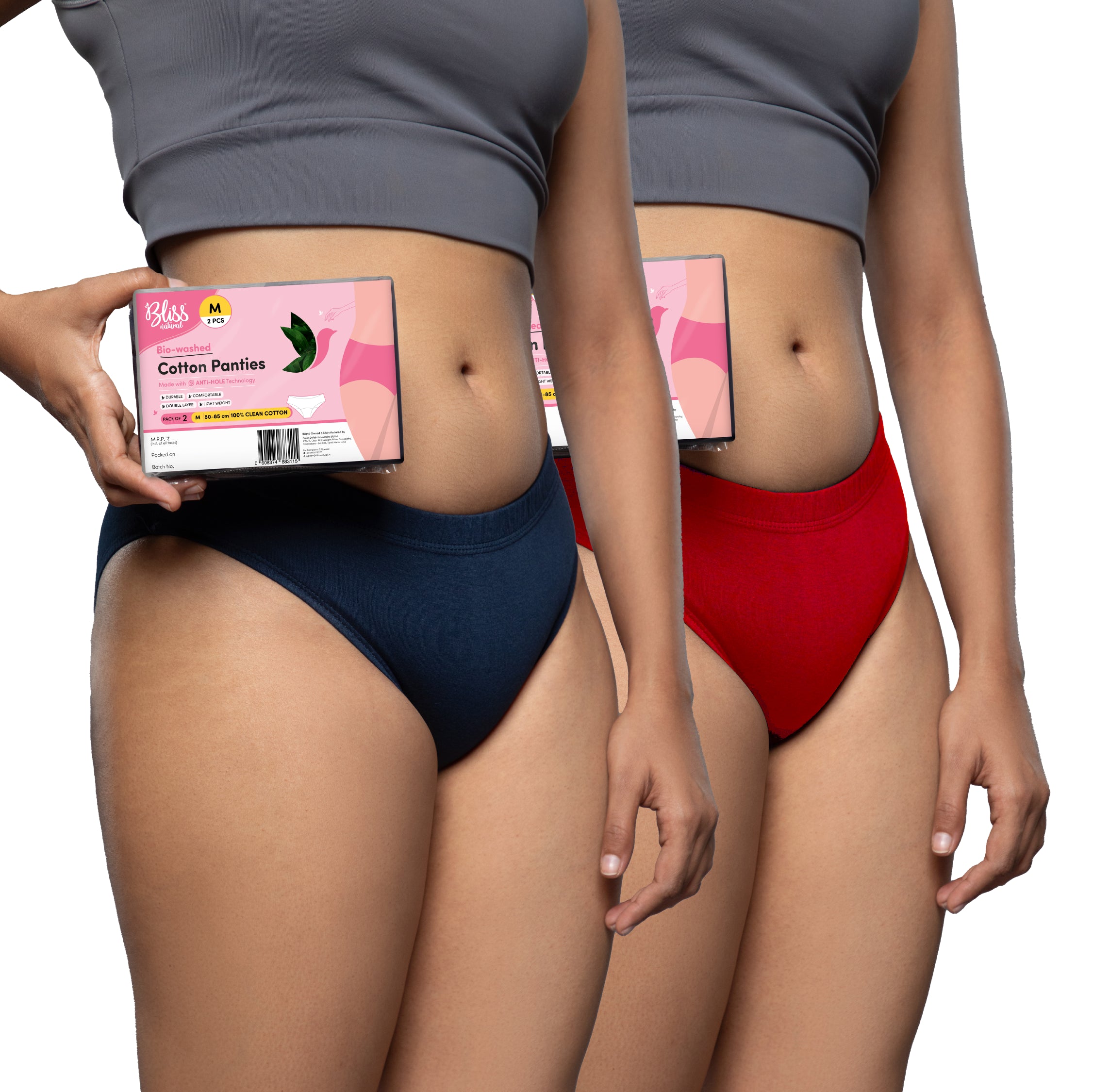 Blue & Red Cotton Panties for Women – Pack of 2