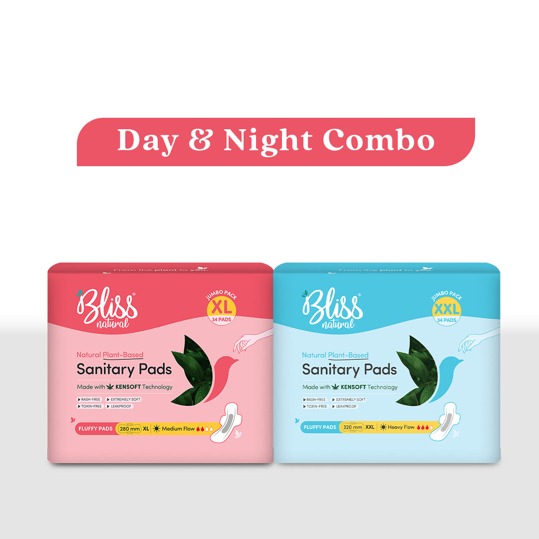 Day & Night Combo Pack (Fluffy 34 XL + 34 XXL) Pads | Feathery Soft