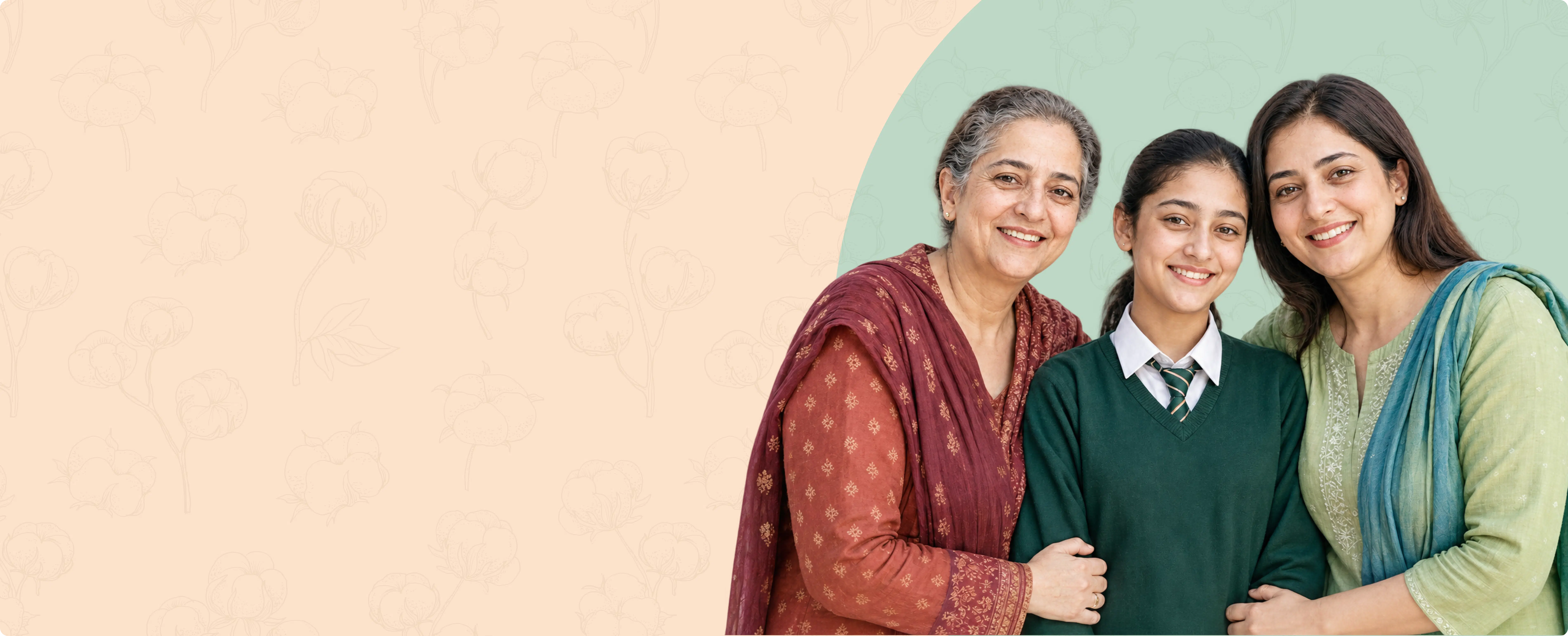 Three generations of women smiling together