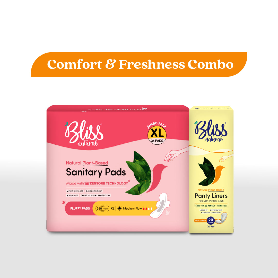 Fluffy Jumbo XL Sanitary Pads (34) + Long Panty Liners (20) | Feathery Soft