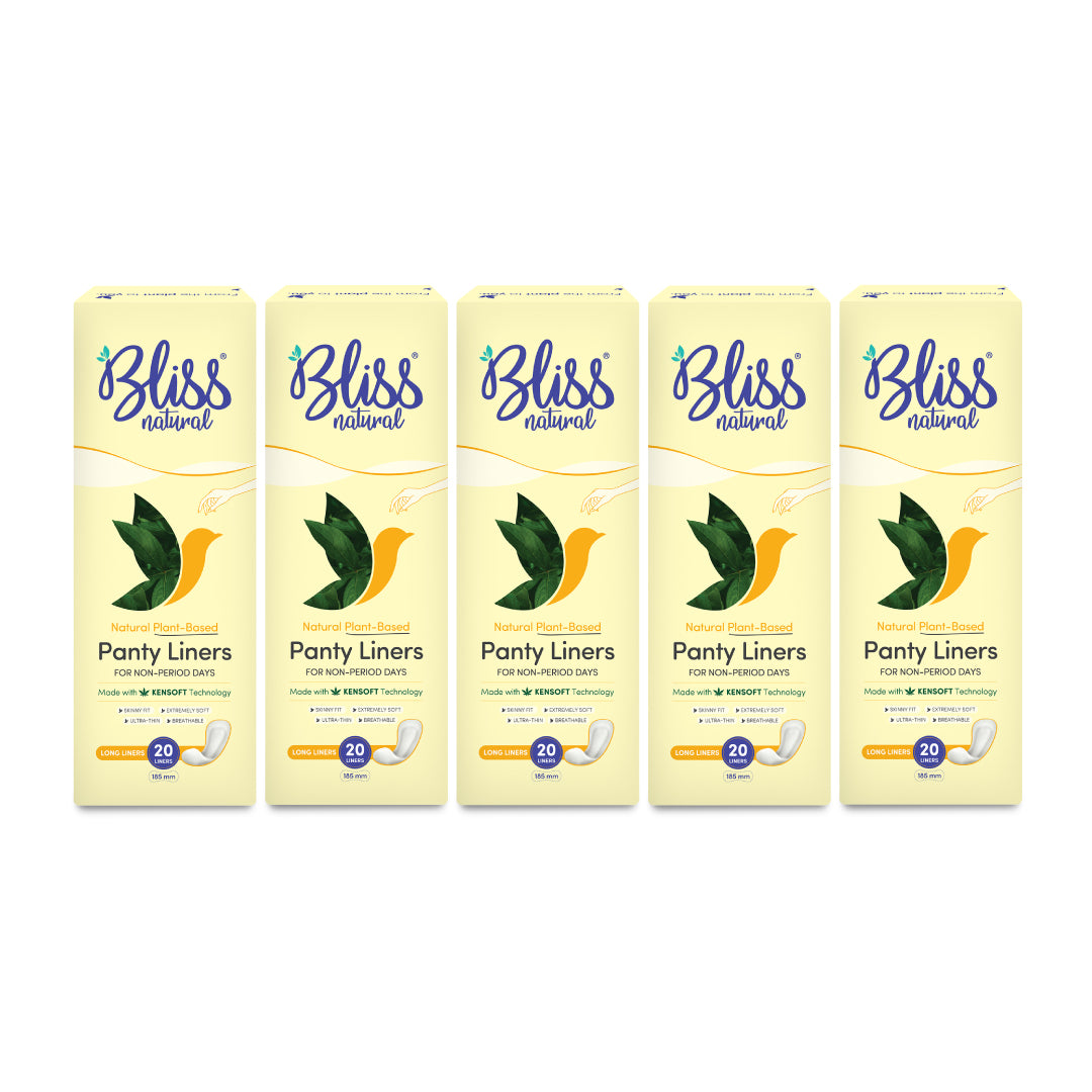 Bliss Natural Plant-Based Long Panty Liners (100 Liners) for Non-Period Days