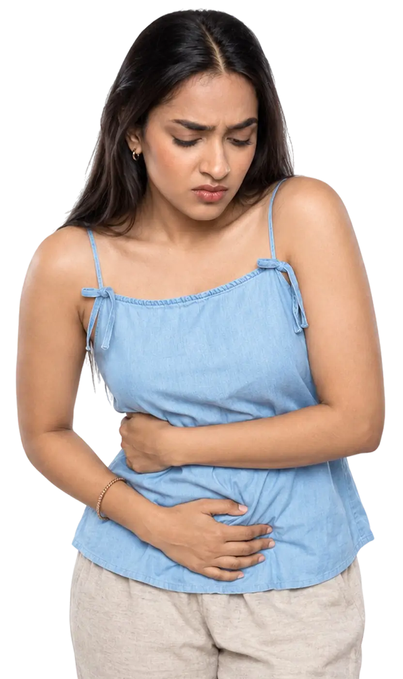 Woman looking uncomfortable