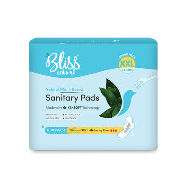 Bliss Organic Sanitary Pads XXL Fluffy-Jumbo (34 Pads) | Plant Based